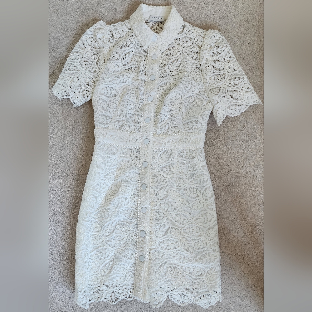 SANDRO white lace dress - size 34